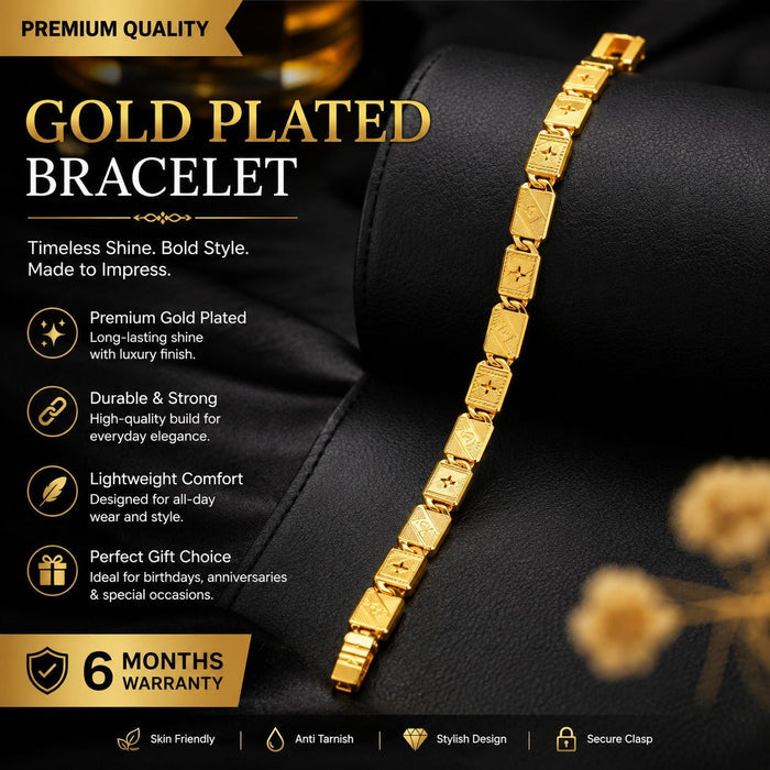 Premium Gold-Plated Men's Bracelet – Geometric Link Design - ANS Billion