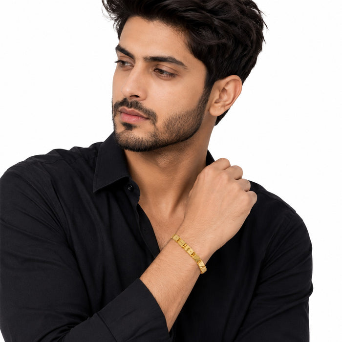 Premium Gold-Plated Men's Bracelet – Geometric Link Design