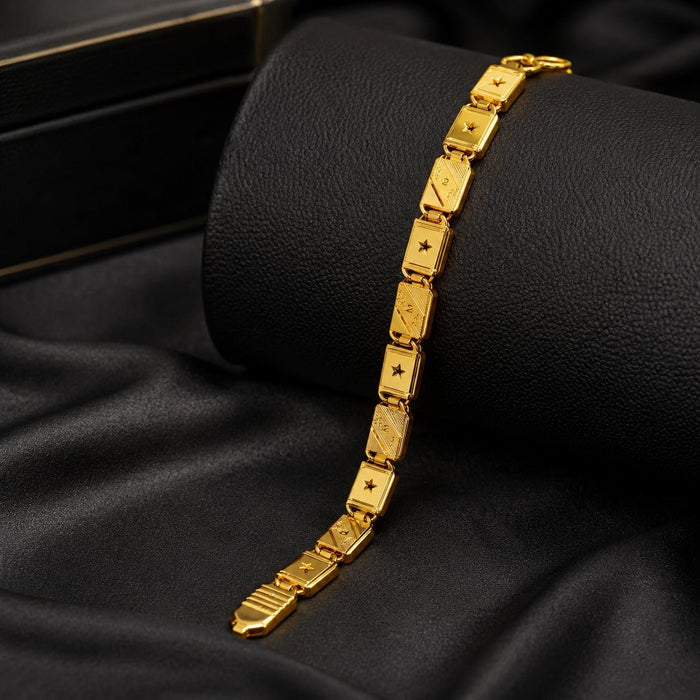 Premium Gold-Plated Men's Bracelet – Geometric Link Design - ANS Billion