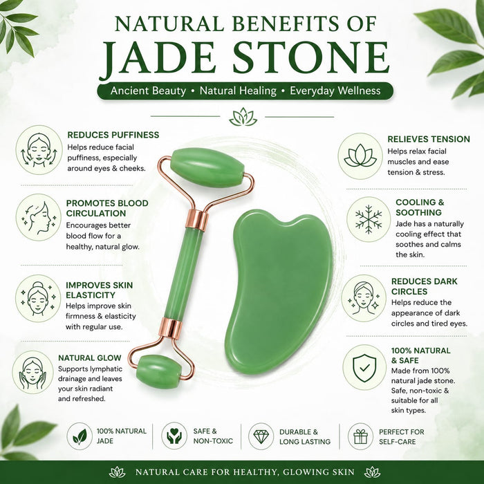 Premium Jade Roller &amp; Gua Sha Set for Face Massage