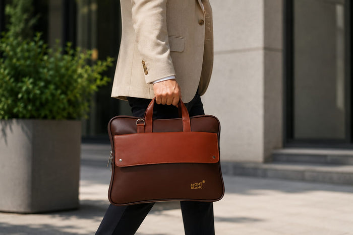 Premium Leather Laptop Briefcase for Men | Office Messenger Bag | Business Handbag - ANS Billons