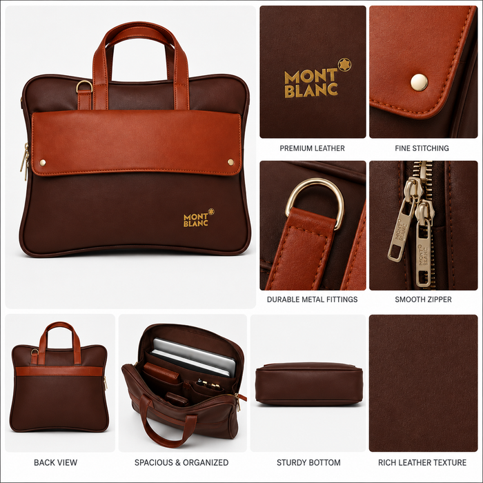 Premium Leather Laptop Briefcase for Men | Office Messenger Bag | Business Handbag