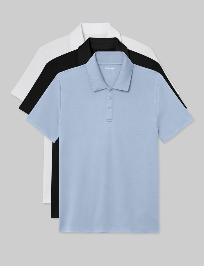 Premium Pique Polo (3-Pack)::White/Black/Skyway