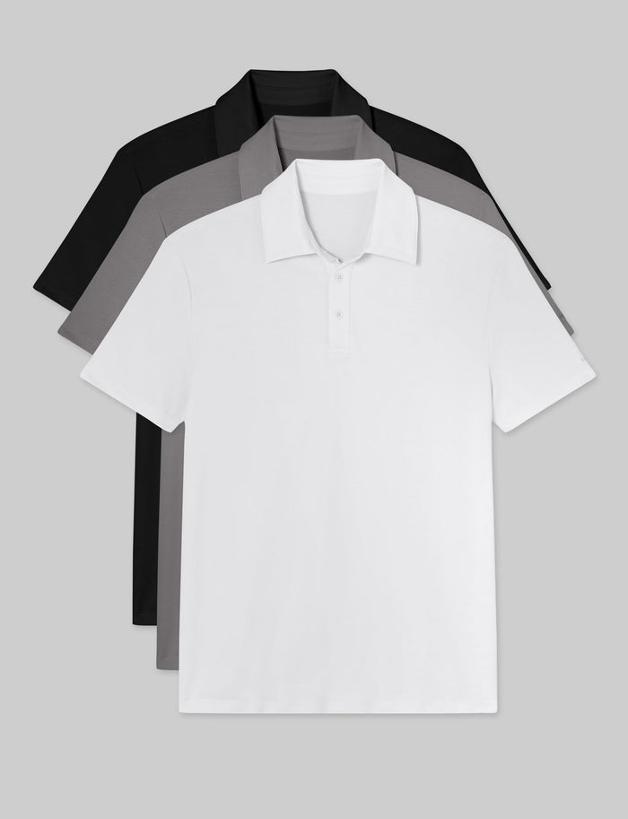 Premium Pique Polo (3-Pack)::Black/Frost Gray/White