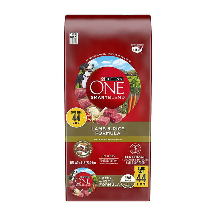 Purina ONE SmartBlend Adult Dry Dog Food, Lamb & Rice Formula, 44 lb