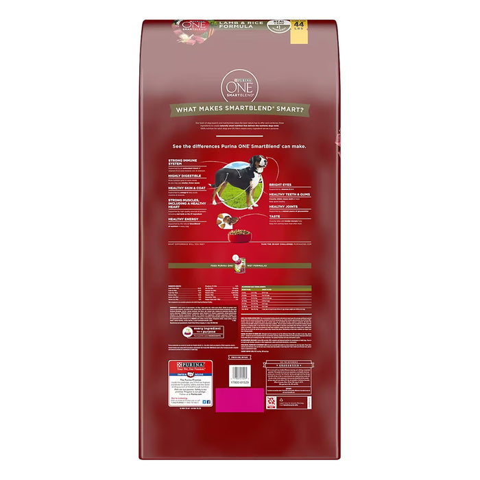 Purina ONE SmartBlend Adult Dry Dog Food, Lamb & Rice Formula, 44 lb