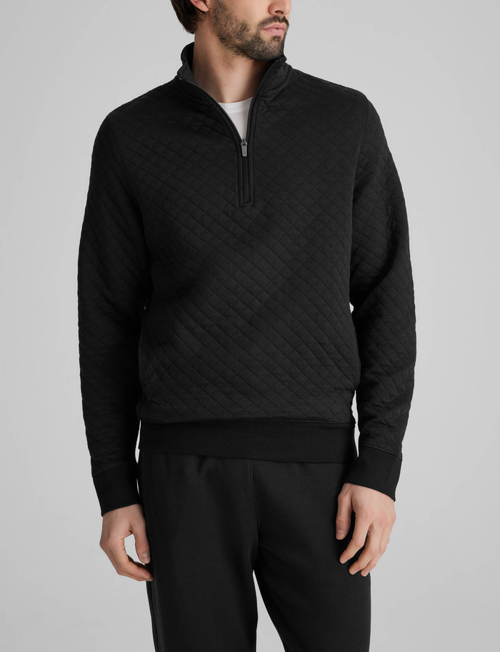 Quilted Quarter Zip::Black