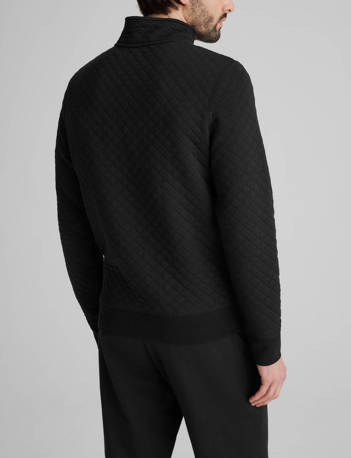 Quilted Quarter Zip::Black