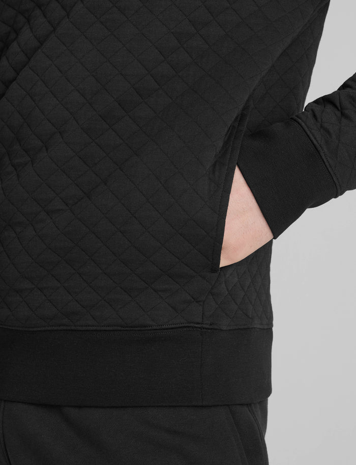 Quilted Quarter Zip::Black