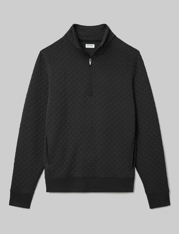 Quilted Quarter Zip::Black::Swatch
