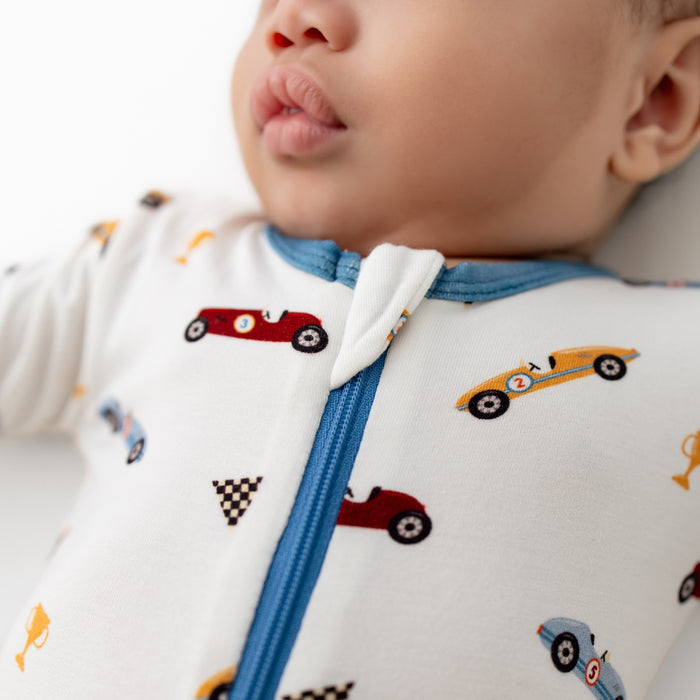 Race Cars Zippered Footie