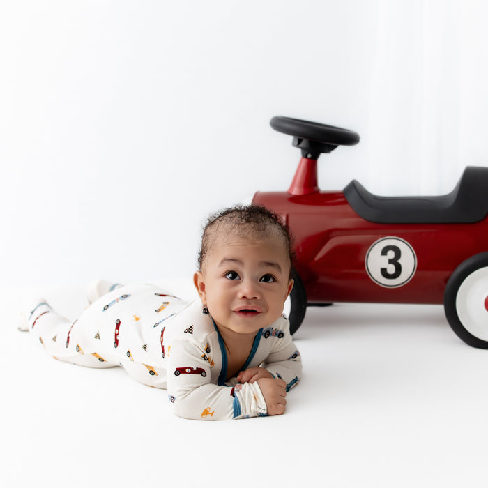 Race Cars Zippered Footie