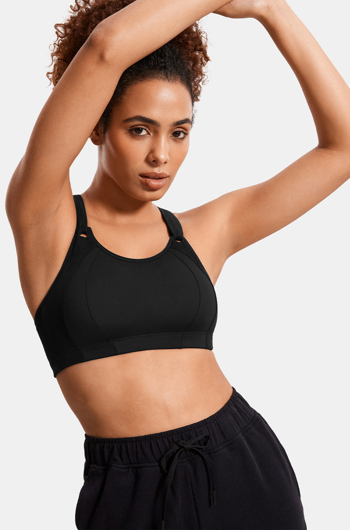 Women's Racerback Front Adjustable Sports Bra Black