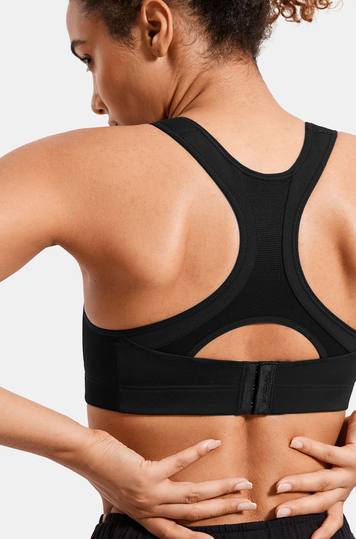 Women's Racerback Front Adjustable Sports Bra Black