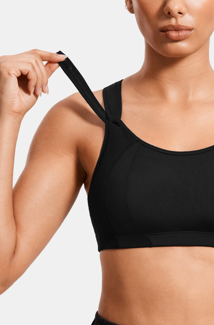 Women's Racerback Front Adjustable Sports Bra Black