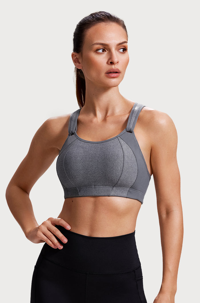 Women's Racerback Front Adjustable Sports Bra Grey