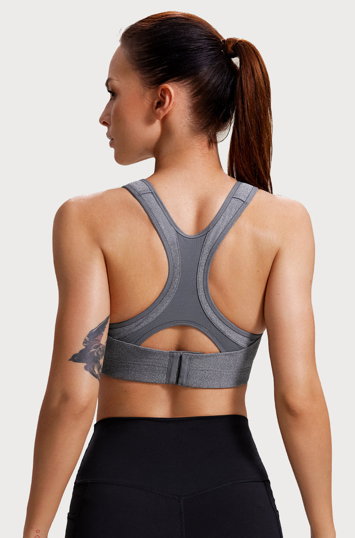 Women's Racerback Front Adjustable Sports Bra Grey