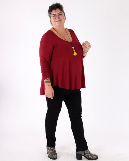 red basic long-sleeved top - Mat