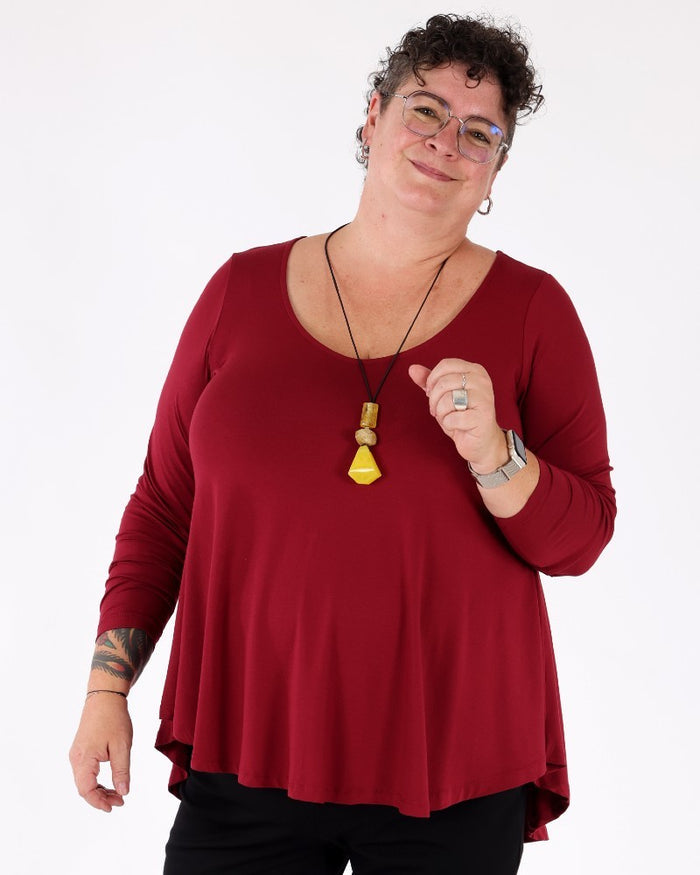 red basic long-sleeved top - Mat