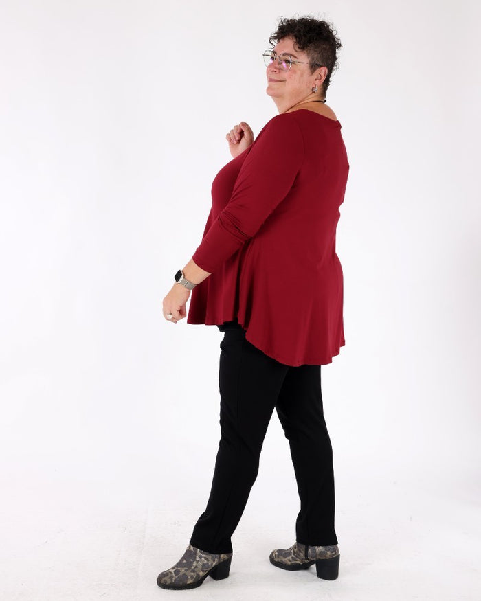 red basic long-sleeved top - Mat