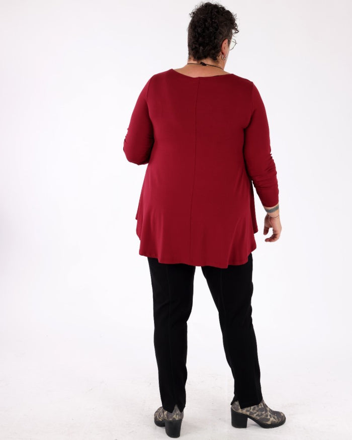 red basic long-sleeved top - Mat