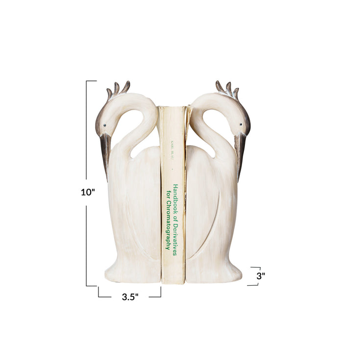 Resin Heron Shaped Bookends, Set of 2