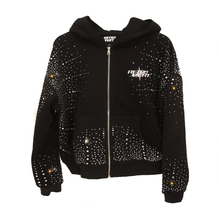 Retrovert Zip-Up Hoodie "Black'