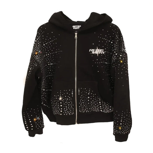 Retrovert Zip-Up Hoodie "Black'