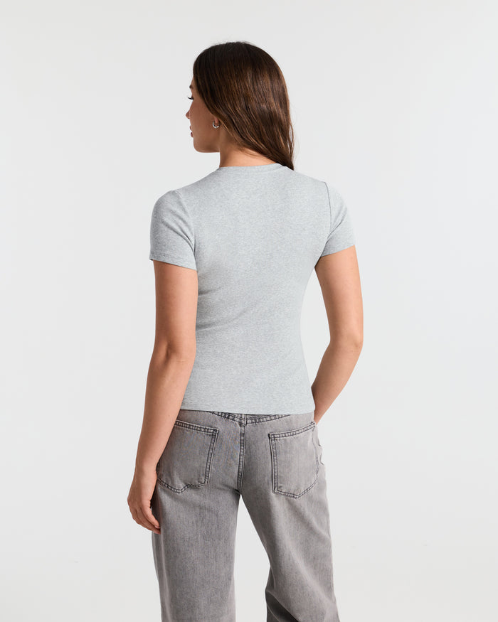 Ribbed Crew Neck Fitted T-Shirt