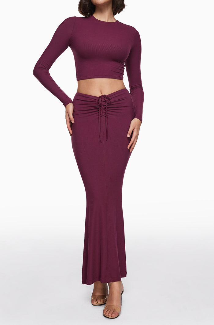 Ribbed Long Maxi Skirt