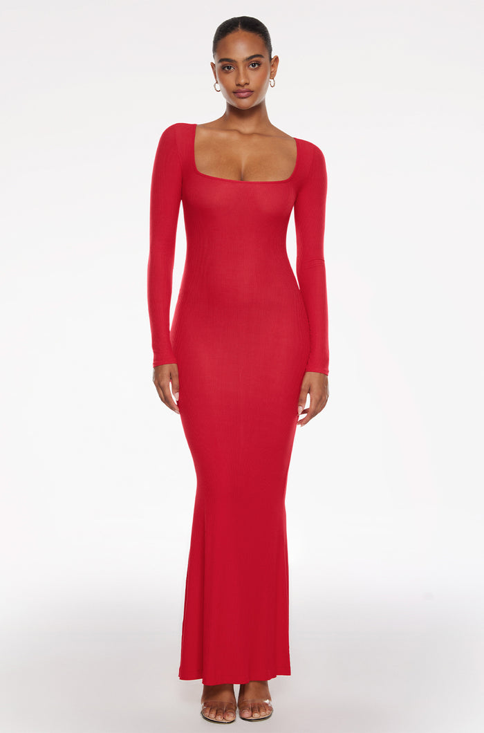 Ribbed Long Sleeve Maxi Dress