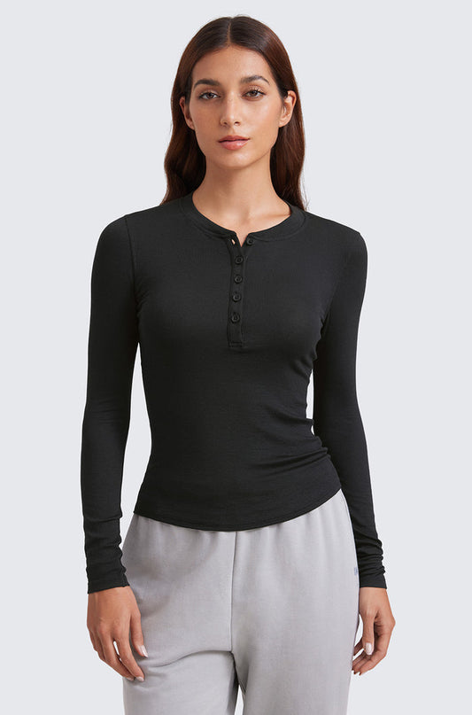 Ribbed Modal Casual Long Sleeve Shirts