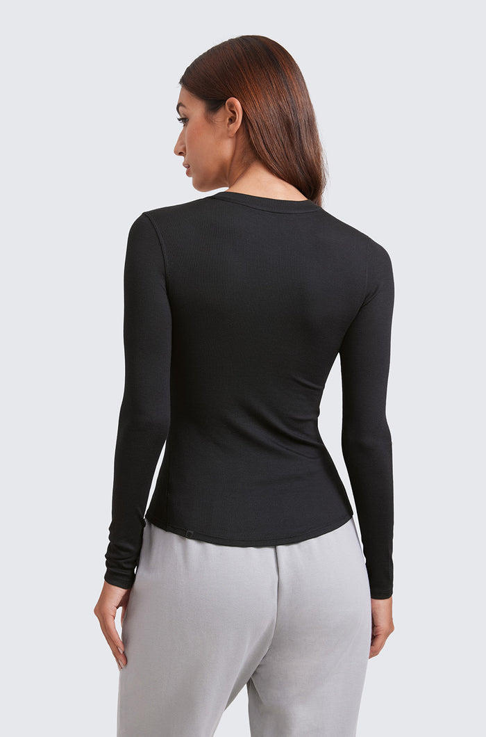 Ribbed Modal Casual Long Sleeve Shirts