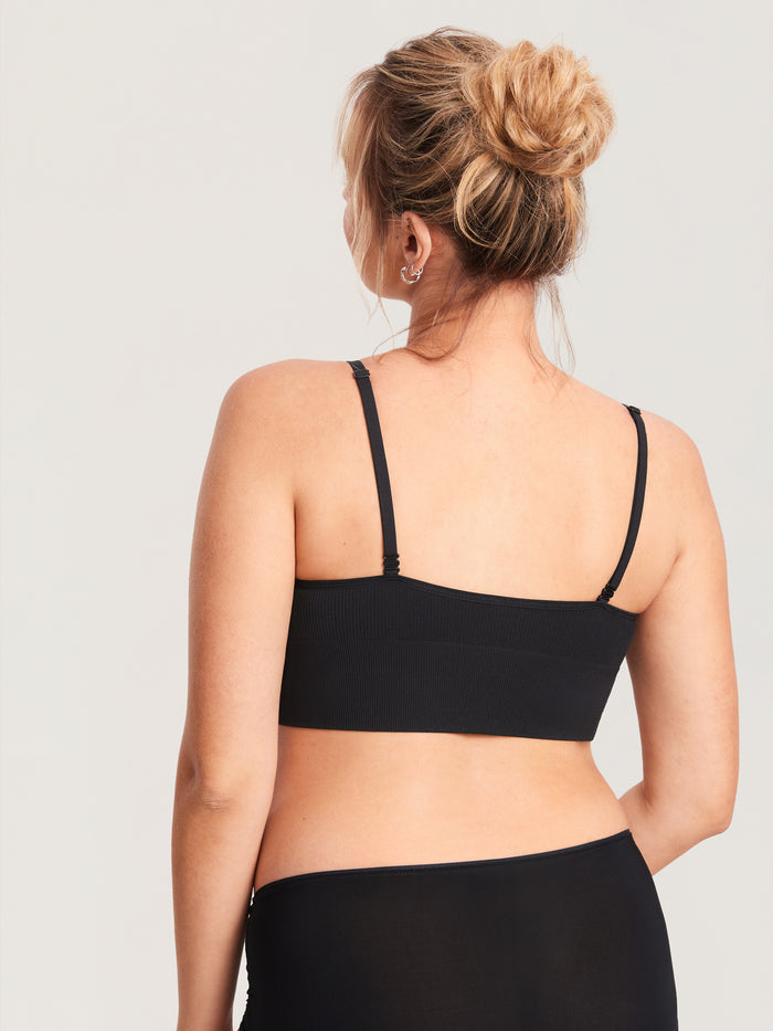 Women's Ribbed V Neck Nursing Bralette Black