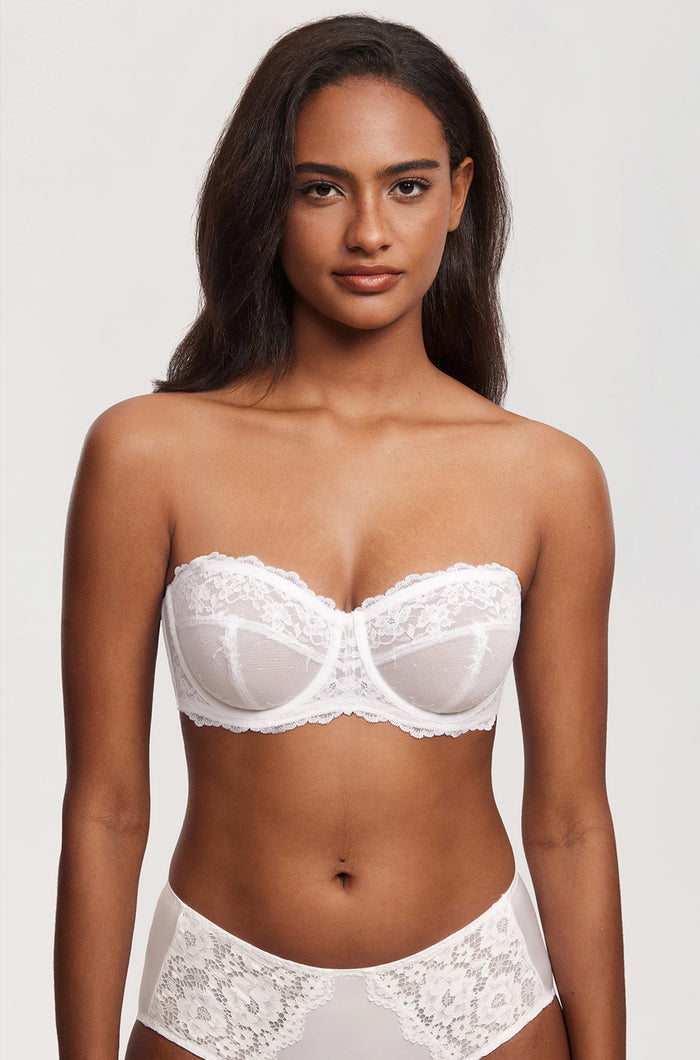 Women's Romantic Lace Strapless Bra White