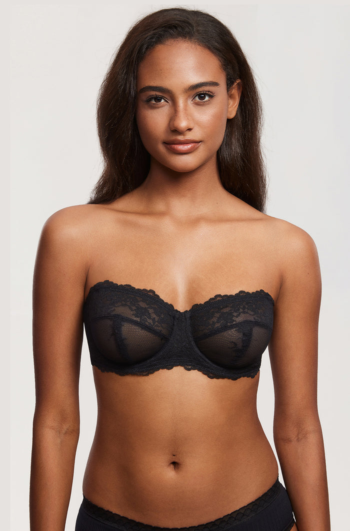 Women's Romantic Lace Strapless Bra Black