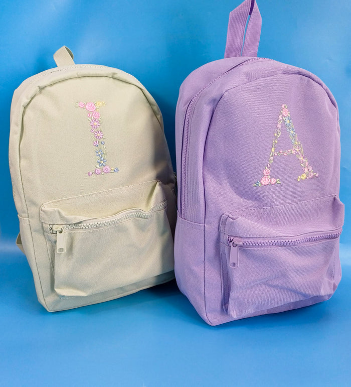 Rucksack with floral Inital
