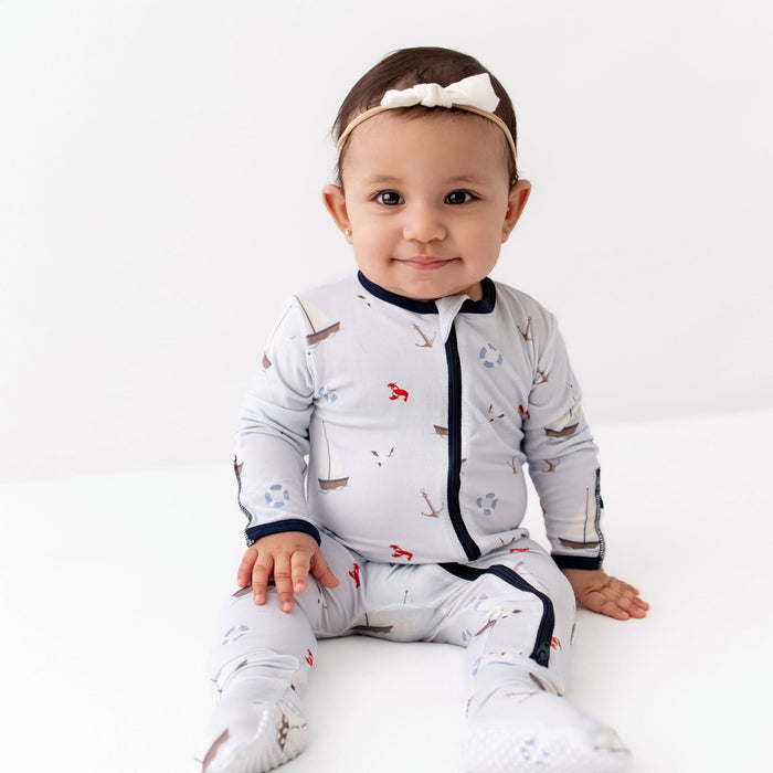 Sailboats Zippered Footie