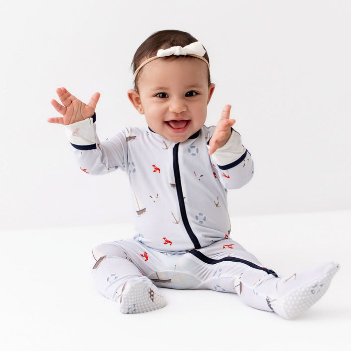 Sailboats Zippered Footie