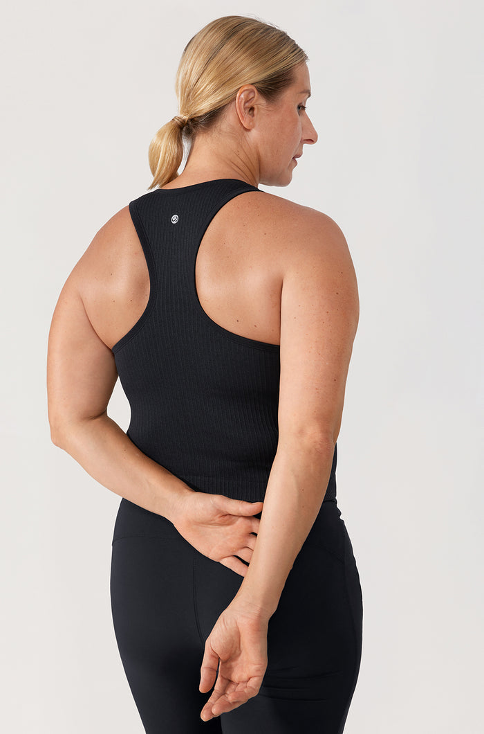 Women's Seamless Ribbed Cropped Tank Top Black
