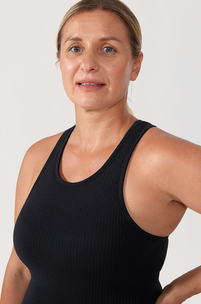 Women's Seamless Ribbed Cropped Tank Top Black