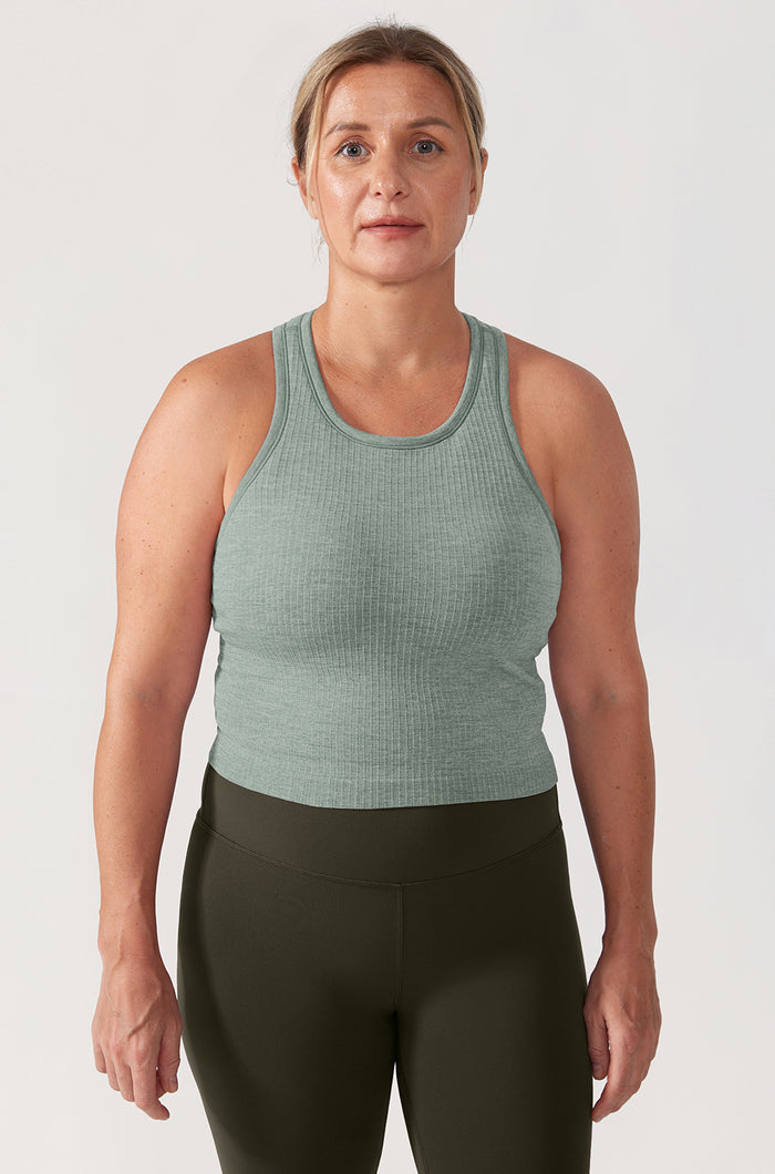 Women's Seamless Ribbed Cropped Tank Top Black