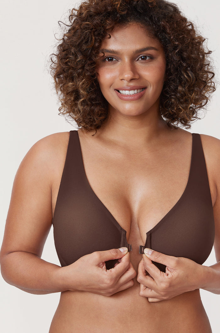 Women's Seamless U-back Front Closure Bra Hazelnut