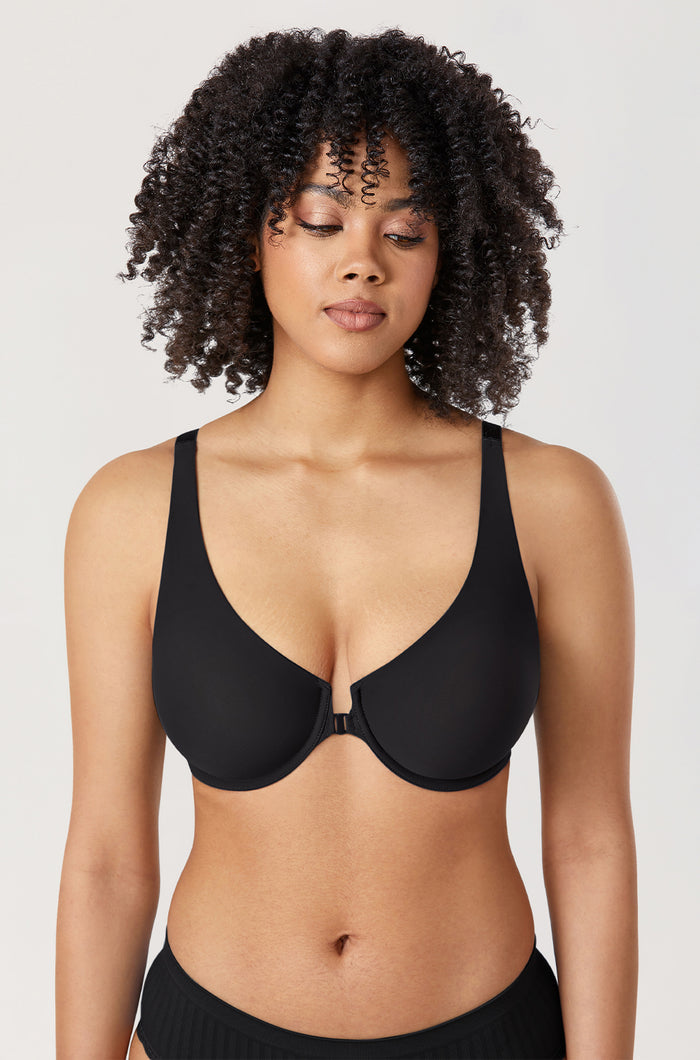 Women's Seamless U-back Front Closure Bra Black