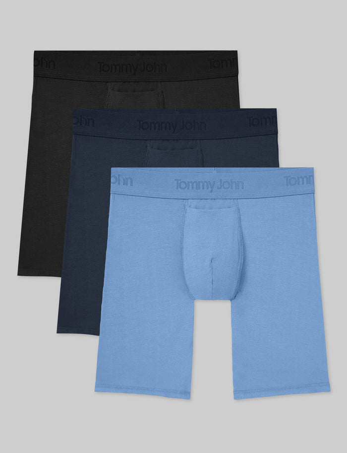 Second Skin Boxer Brief 8" (3-Pack)::Black/Dress Blues/Della Robbia Blue