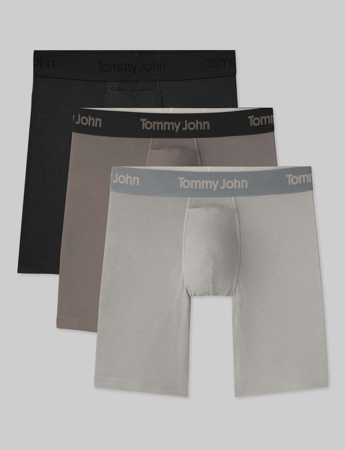 Second Skin Boxer Brief 8" (3-Pack)::Black/Falcon/Dove
