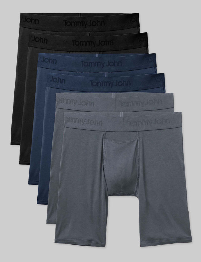 Second Skin Boxer Brief 8" (6-Pack)::Dress Blues/Turbulence Grey/Black