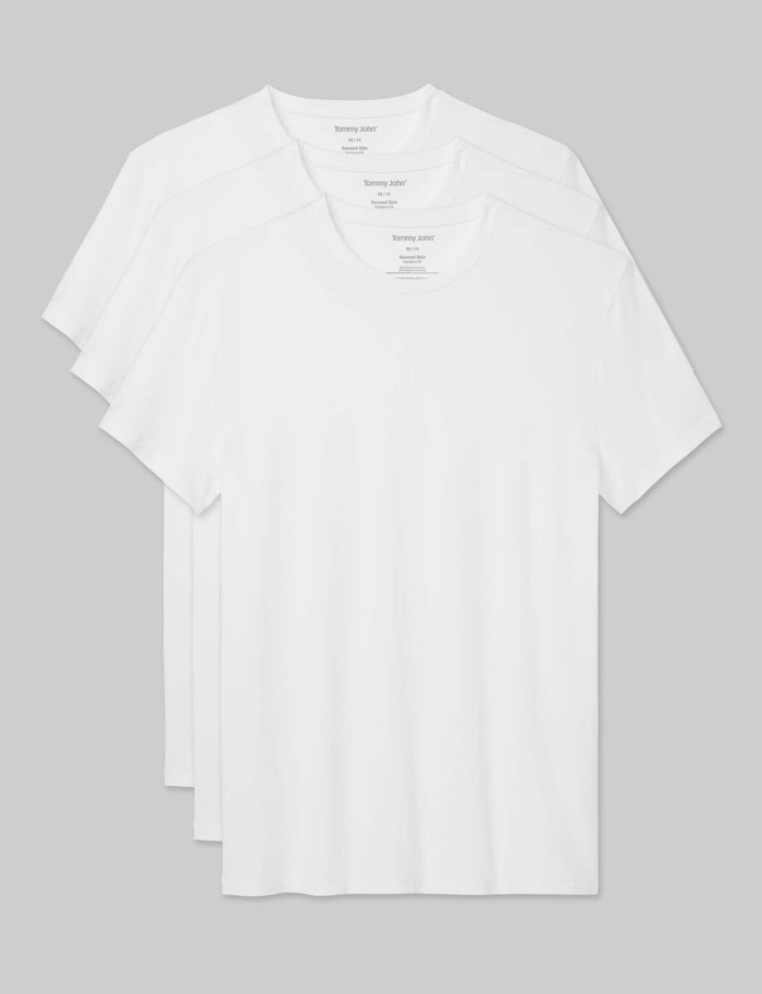 Second Skin Crew Neck Modern Fit Undershirt (3-Pack)::White