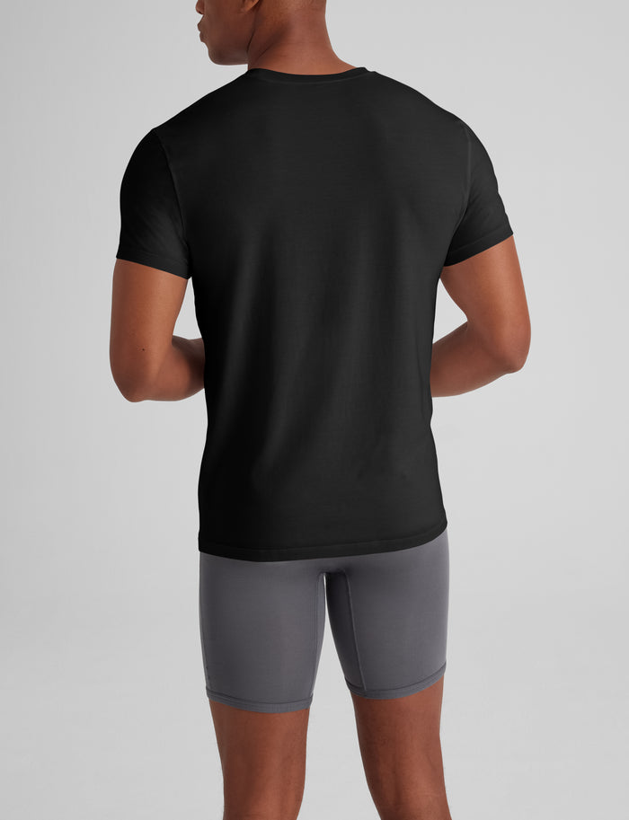 Second Skin Crew Neck Modern Fit Undershirt (6-Pack)::Black