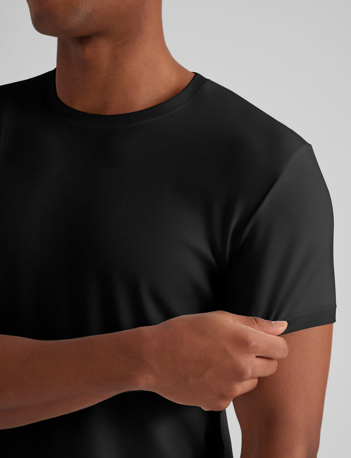Second Skin Crew Neck Modern Fit Undershirt (6-Pack)::Black